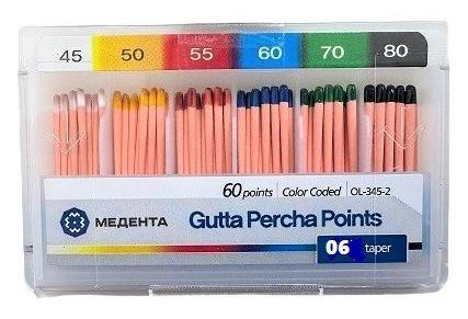 Штифты гуттаперчевые Meta 06 Асс №45-80 (60 шт)