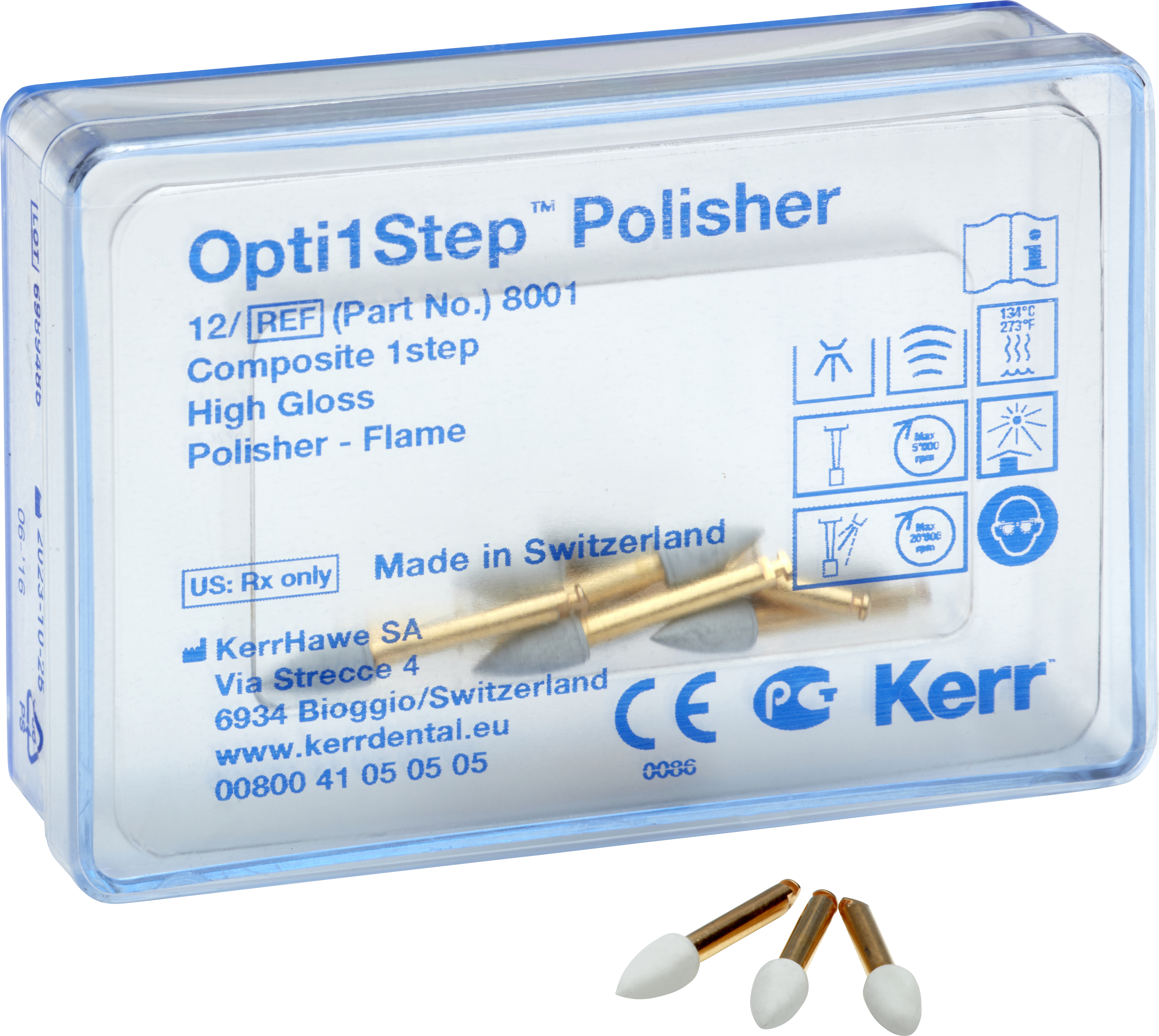 8001 Opti1Step™ полировочные резинки, пламя (12шт) Kerr