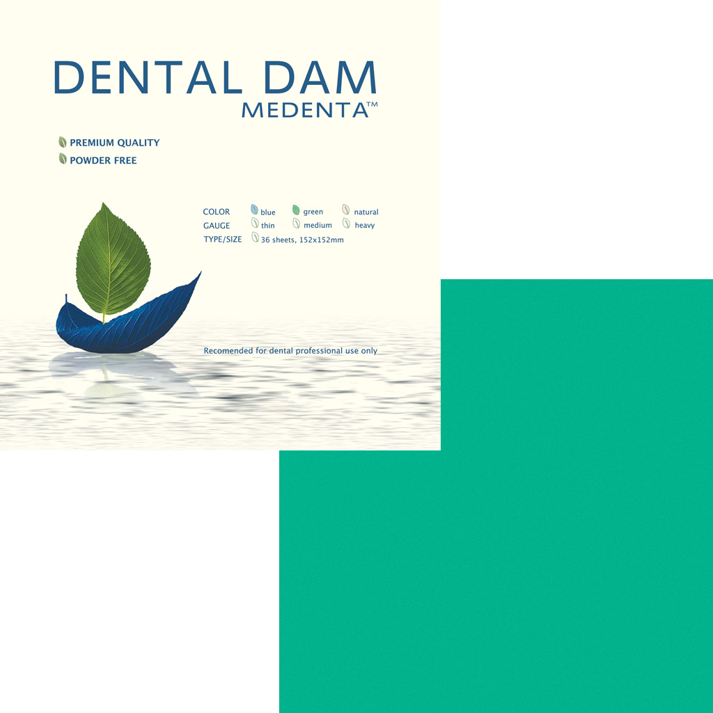 Листы для раббердама DentalDam, зеленые/тонкие (36шт)