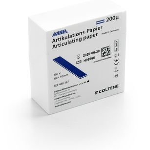 Артикуляционная бумага HANEL 200 мкм полоски синие (300шт) Coltene