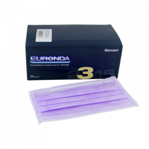Маски EURONDA 3-х слойные лиловые (50 шт)
