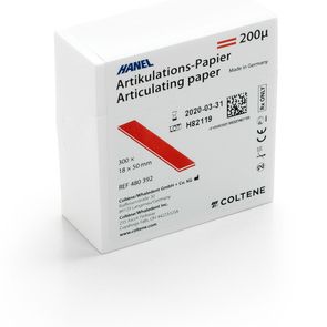 Артикуляционная бумага HANEL 200 мкм полоски красная (300шт) Coltene