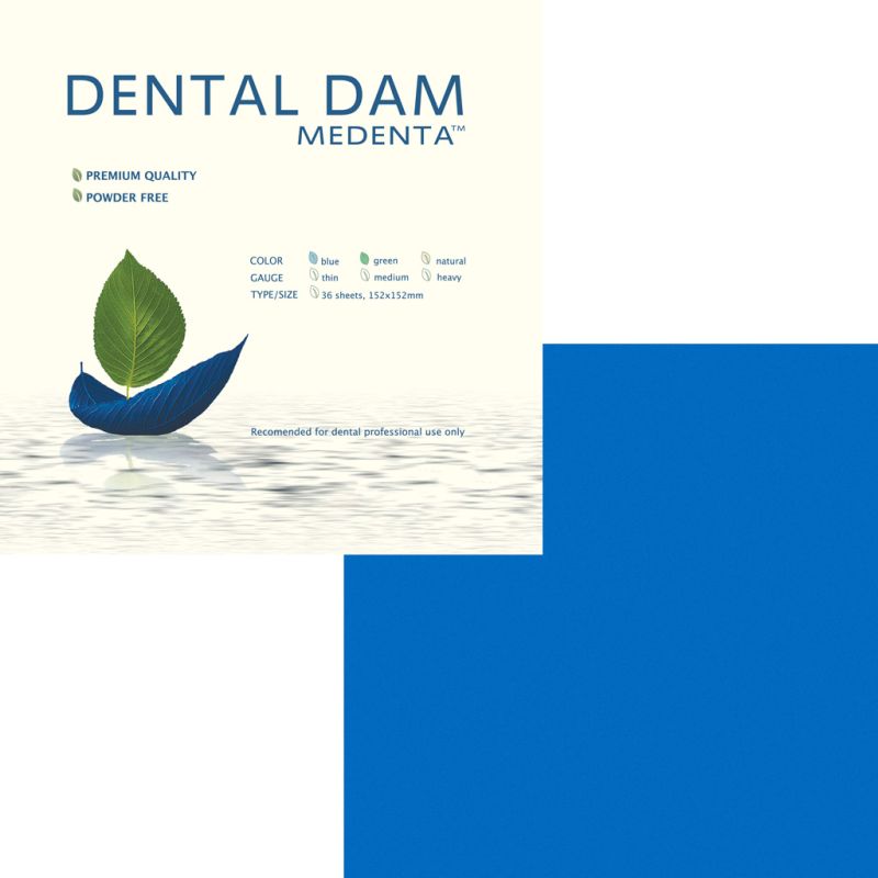 Листы латексные для раббердама DentalDam, голубая/средняя (36 шт)